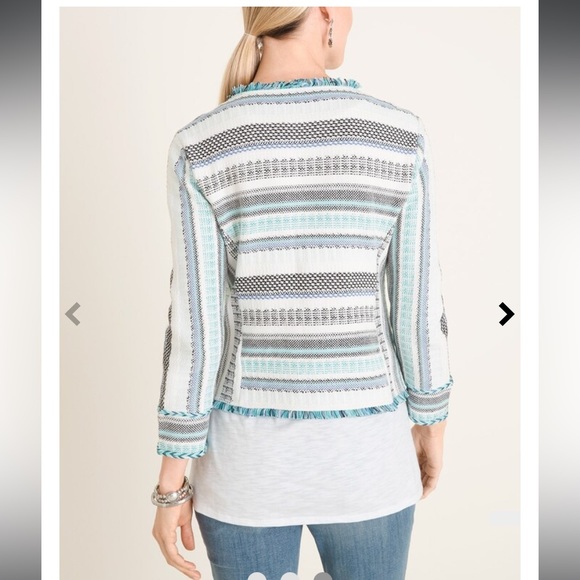 Chico’s Structured Stripe Cardigan size 0 - Picture 2 of 7